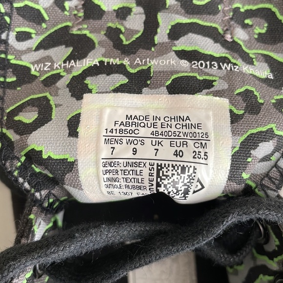 Converse x Wiz khalifa all stars black and green size 7 - Picture 6 of 12